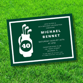 Modern Green Golf 40. Geburtstag Einladung