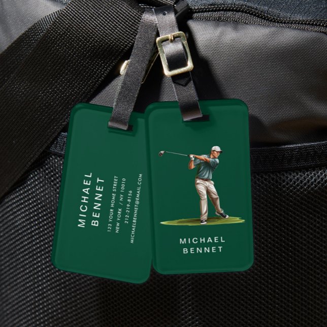 Modern Green Golfer Sport Gepäckanhänger (Modern Green Golfer Sport Luggage Tag)