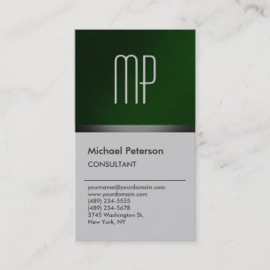 Modern Green Gray Stylish Monogram Business Card Visitenkarte
