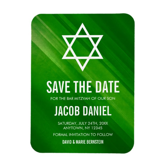 Modern Green Grunge Bar Mitzvah Save the Date Magnet (Vertikal)