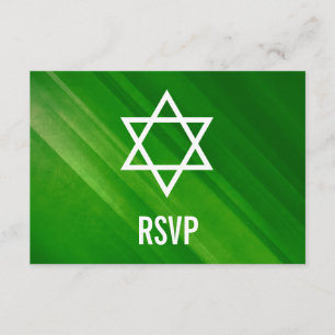 Modern Green Grunge Bar Mitzvah UAWG RSVP Karte
