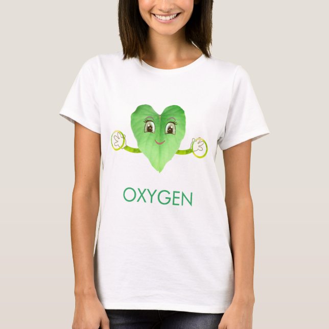 Modern Green Happy Heart Leaf T-Shirt (Vorderseite)