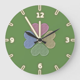 Modern Green Irish Shamrock, St. Patrick's Day Große Wanduhr