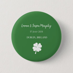 Modern Green Irish Vierblättriges Kleeblatt Weddin Button