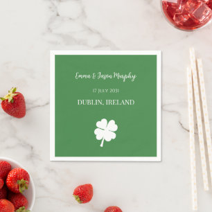 Modern Green Irish Vierblättriges Kleeblatt Weddin Serviette