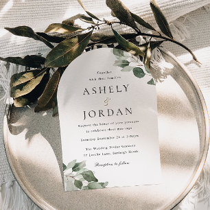 Modern Green Leaf Arch Wedding Einladung