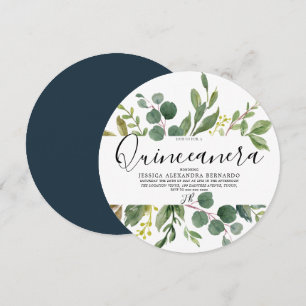 Modern Green Leaf Wasserfarbe Quinceanera 15. Einladung