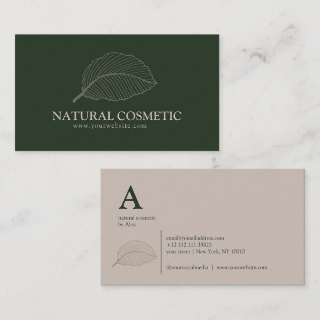 Modern Green Logo Business Card Visitenkarte (Vorne/Hinten)