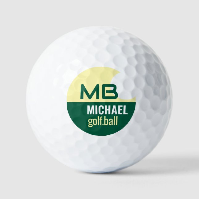 Modern Green Logo (Name mit Initialen) Golfball (Vorderseite)