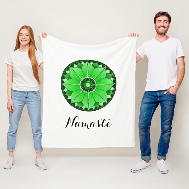 Modern Green Mandala Namaste Fleecedecke (Beispiel)