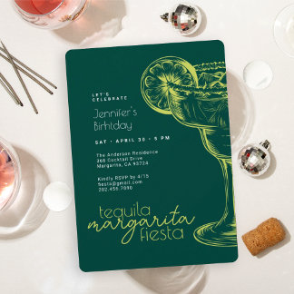 Modern Green Margarita Fiesta Birthday Party Einladung