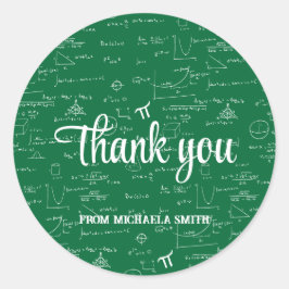 Modern Green Math Graduation Thank You Runder Aufkleber