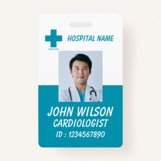 Modern Green Nurse Photo ID Badge Template Ausweis