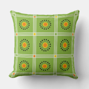 Modern Green Orange Dandelion Kissen