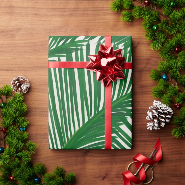 Modern Green Palm Leaf Geschenkpapier (Feiertagsgeschenk)