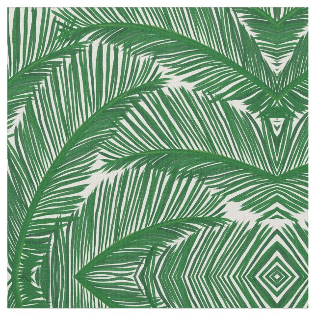 Modern Green Palm Leaf Stoff (Nahaufnahme)
