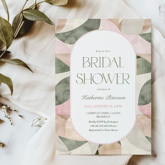 Modern Green & Pink Bridal Shower Invitation Einladung