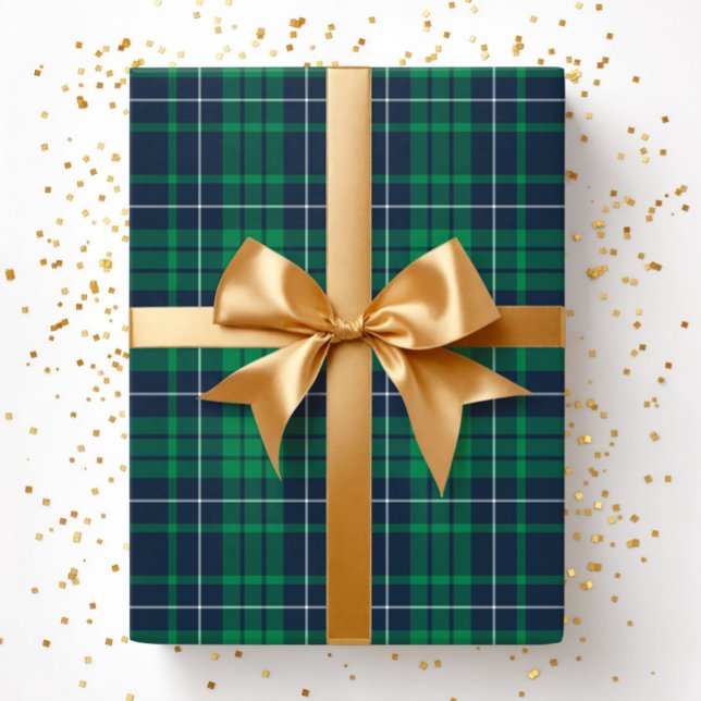 Modern Green Plaid Pattern Geschenkpapier (Modern Green Plaid Pattern Wrapping Paper)