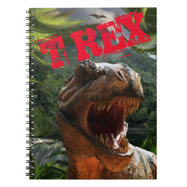 Modern Green Red T Rex Dinosaurier Boys Notizblock (Vorderseite)