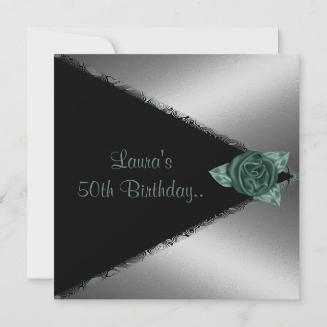 MODERN GREEN / ROSE GEBURTSTAG EINLADUNG (Vorderseite)
