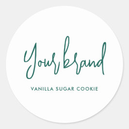 Modern Green Script Candle Product Label Runder Aufkleber