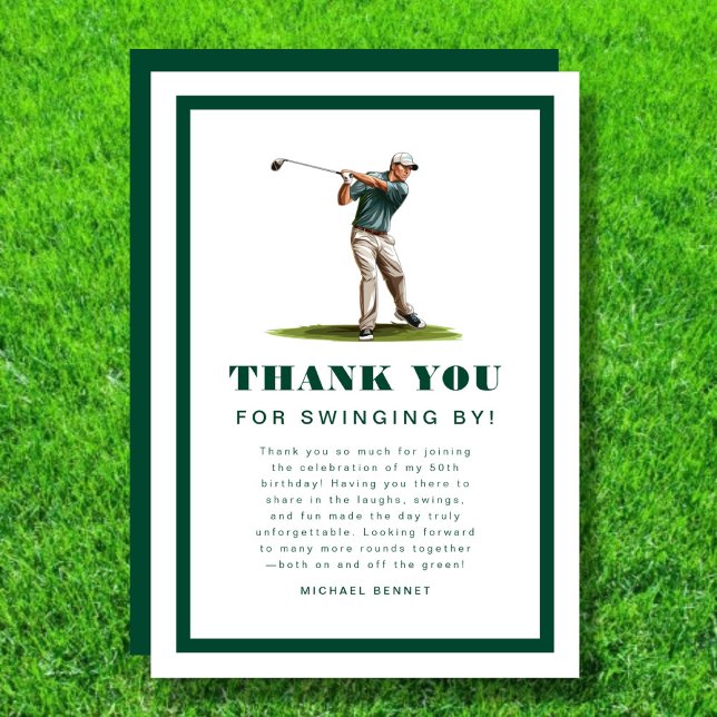 Modern Green Sports Golf Birthday  Dankeskarte (Modern Green Sports Golf Birthday Thank You Card)
