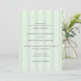 Modern Green Stripes Elegant Wedding Einladung
