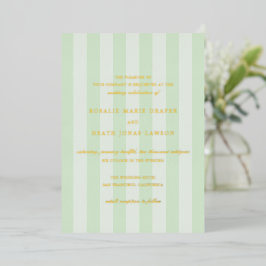 Modern Green Stripes Elegant Wedding Folieneinladung