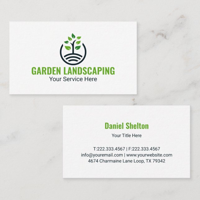 Modern Green Tree Growth Logo Business Card Visitenkarte (Vorne/Hinten)