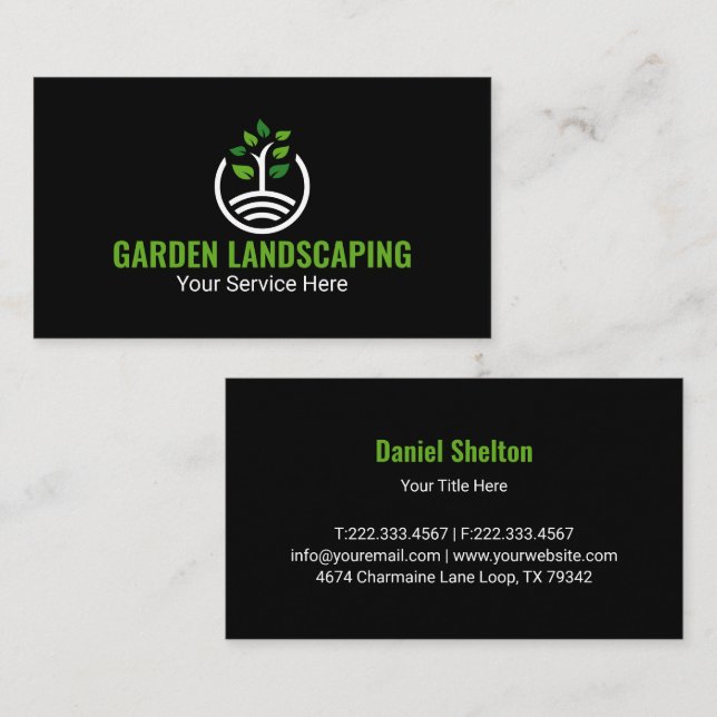 Modern Green Tree Growth Logo Business Card Visitenkarte (Vorne/Hinten)