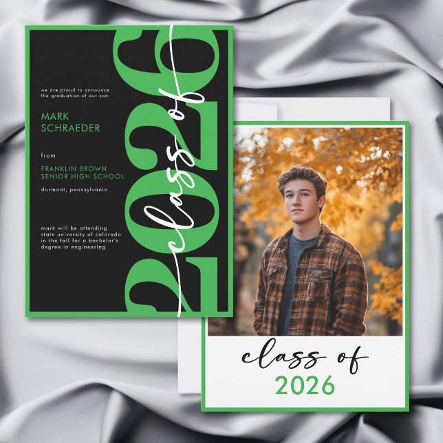Modern Green Typography Graduation Announcement Einladung (Modern Green Typography Graduation Announcement)