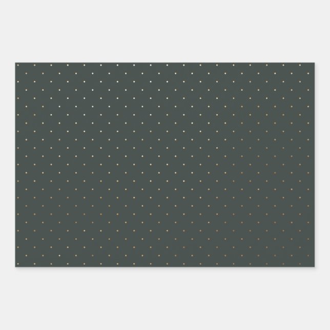 Modern Green und Imitats Gold Polka Dot Weihnachte Geschenkpapier Set (Vorderseite)