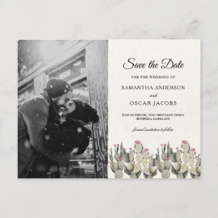 Modern Green Watercolor Cactus  Ankündigungspostkarte