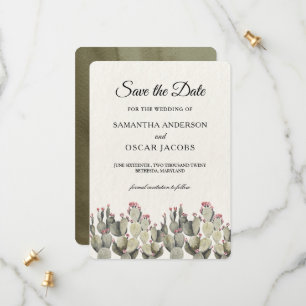 Modern Green Watercolor Cactus Save The Date