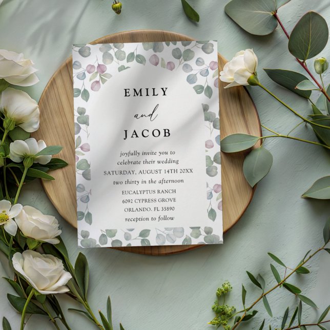 Modern Green Watercolor Eucalyptus Wedding Einladung (Von Creator hochgeladen)