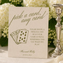 Modern Green Wedding Playing Cards Pedestal-Zeiche