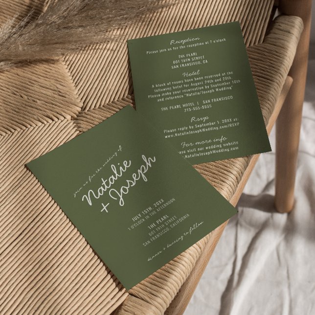 Modern Green Whimsical Summer All In One Wedding Einladung (Von Creator hochgeladen)