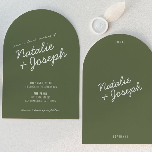 Modern Green Whimsical Summer Arched Wedding Einladung (Von Creator hochgeladen)