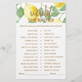Modern Green Yellow Lemon Brautparty Game