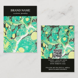 Modern Green Yellow Marble Jewelry Display Card Visitenkarte