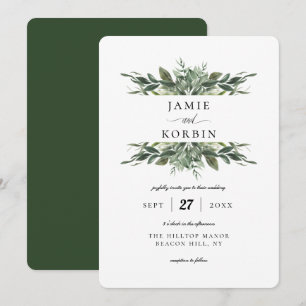 Modern Greenery Bouquets Wedding Einladung