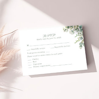 Modern Greenery Eucalyptus Wedding RSVP Card Karte