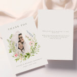 Modern Greenery Frame Photo Wedding Dankeskarte<br><div class="desc">A beautiful wedding photo thank you card with your favorite photo in a frame of watercolor leaves and delicate flowers. Add a message to the reverse.</div>