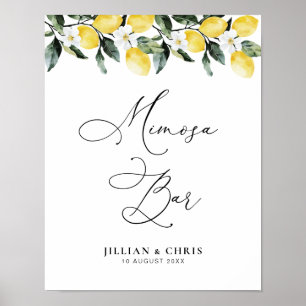 Modern Greenery Lemon Floral mimosa Bar Poster