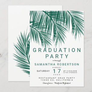 Modern greenery palm tree elegant graduation party einladung