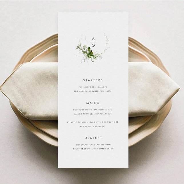 Modern Greenery Wedding Menu Card Menükarte (Modern Greenery Wedding Menu)