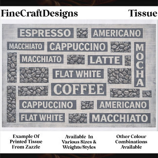 Modern Grey Coffee Cafe Typography FC8 Decoupage Seidenpapier