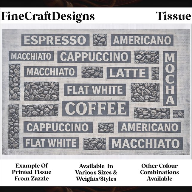 Modern Grey Coffee Cafe Typography FC8 Decoupage Seidenpapier (Von Creator hochgeladen)