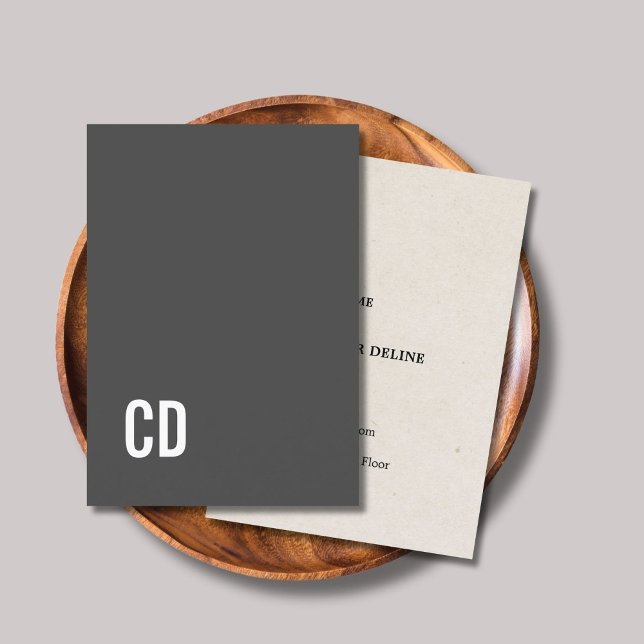 Modern Grey Texture Beige Bold White Monogram Visitenkarte (Von Creator hochgeladen)