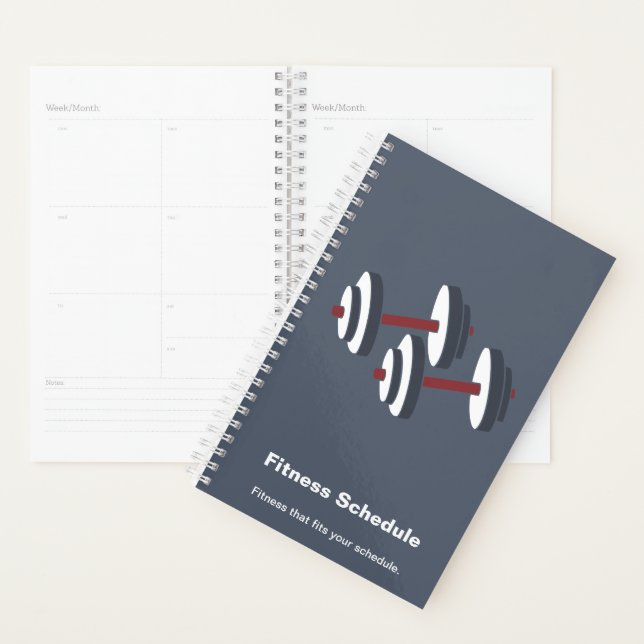 Modern Grey White Dumbbell Motto Workout Schedule (Devant avec enveloppe)